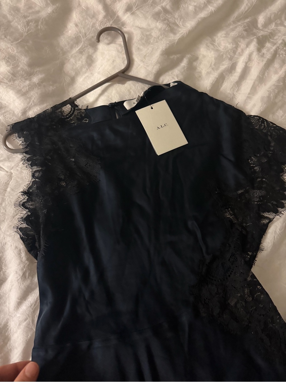 A.L.C. Alessia Textured Satin And Lace Maxi Dress - Picture 9 of 11
